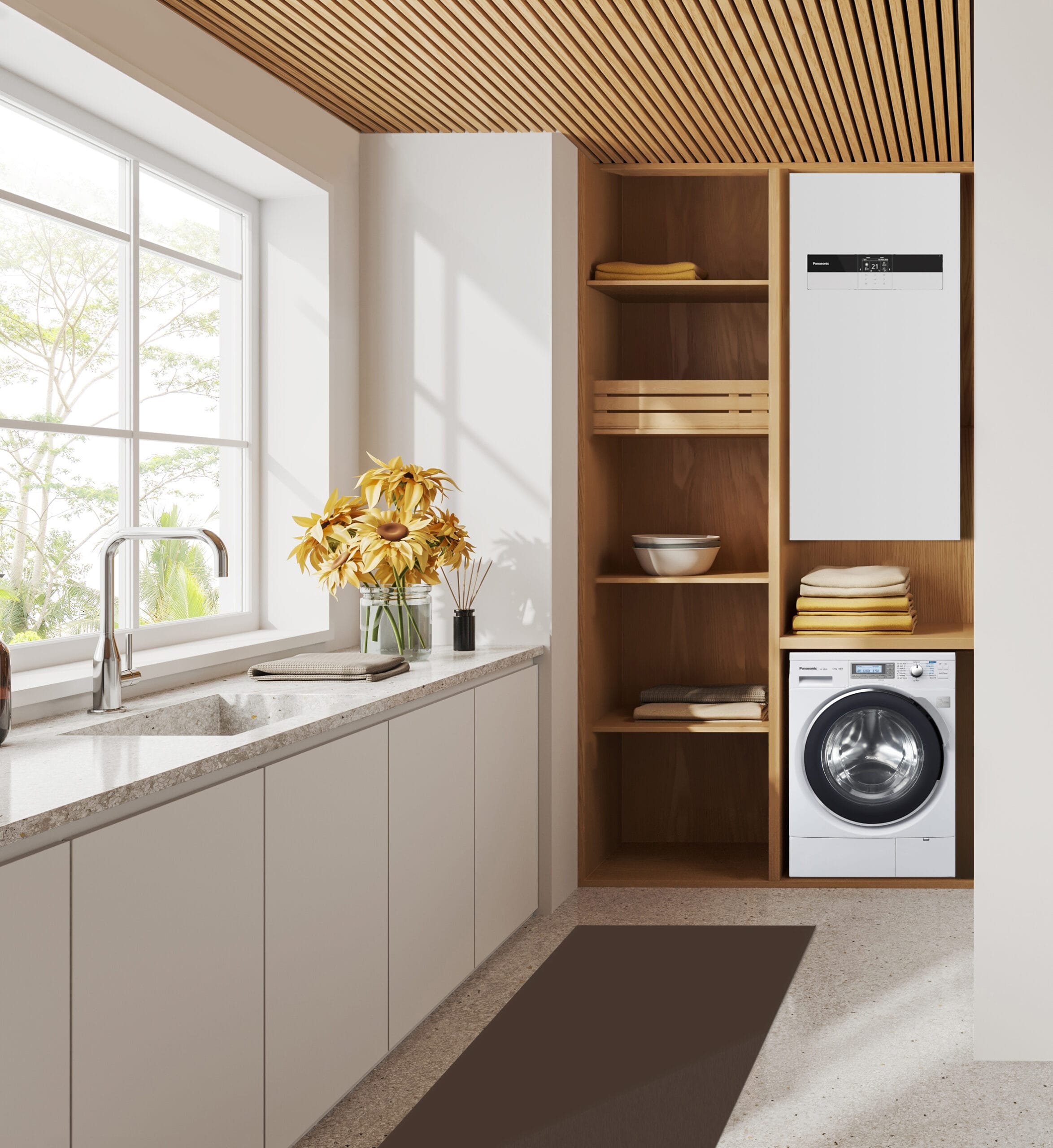 Cozy,Home,Washing,Room,Interior,With,Laundry,And,Cooking,Space
